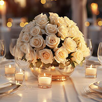 Wedding Centerpieces with Light Pink & Ivory Roses