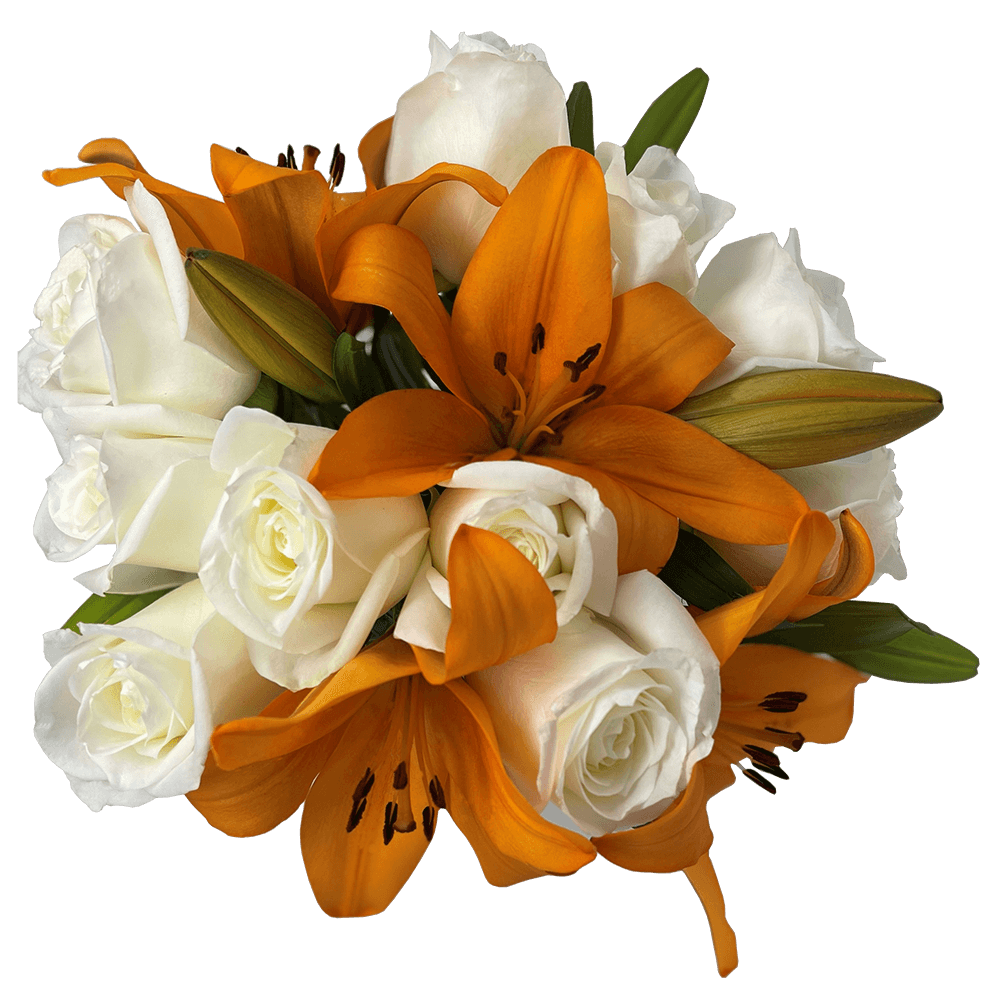 White and Orange Flower Bouquets for Sale